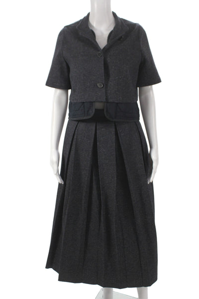 Christian Dior Women Fit Flare Silk Gray Button Dress Short Sleeve Size 8