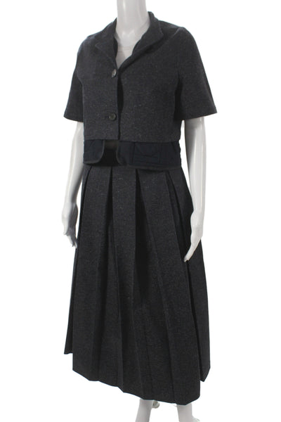 Christian Dior Women Fit Flare Silk Gray Button Dress Short Sleeve Size 8