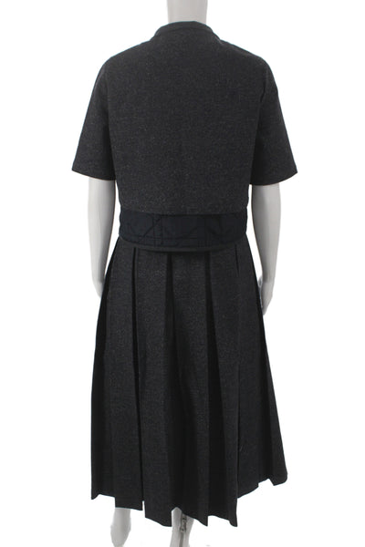 Christian Dior Women Fit Flare Silk Gray Button Dress Short Sleeve Size 8