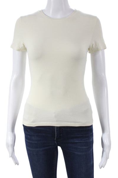 Skims Womens Ivory Basic Crew Neck Cotton Short Sleeve T-Shirt Size S