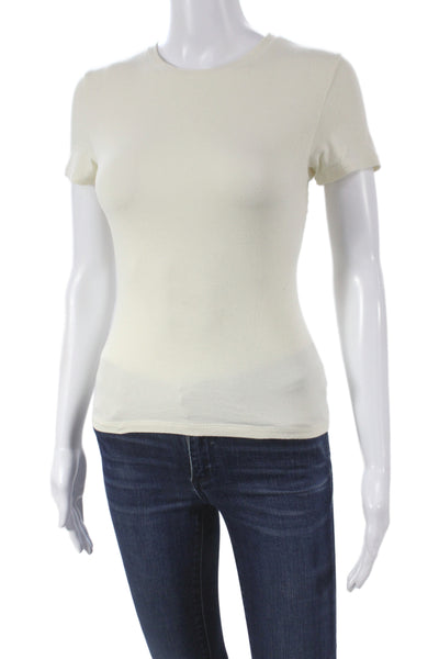 Skims Womens Ivory Basic Crew Neck Cotton Short Sleeve T-Shirt Size S