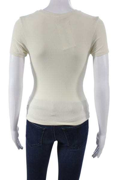 Skims Womens Ivory Basic Crew Neck Cotton Short Sleeve T-Shirt Size S