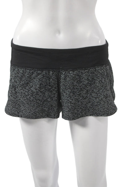 Lululemon Womens Athletic Geometric Polyester Shorts Black Zip Size 6