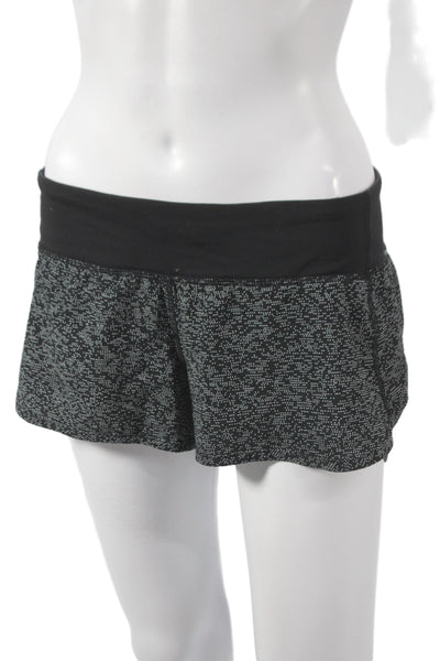 Lululemon Womens Athletic Geometric Polyester Shorts Black Zip Size 6