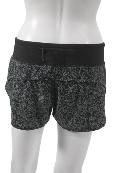 Lululemon Womens Athletic Geometric Polyester Shorts Black Zip Size 6