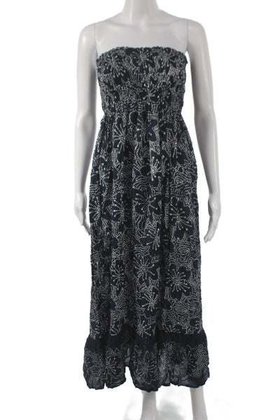 Cool Change Womens Blue Floral Off Shoulder Sleeveless Rayon Maxi Dress Size S
