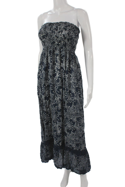 Cool Change Womens Blue Floral Off Shoulder Sleeveless Rayon Maxi Dress Size S