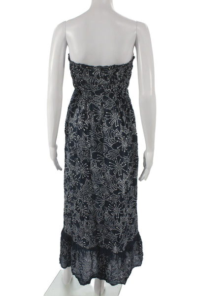 Cool Change Womens Blue Floral Off Shoulder Sleeveless Rayon Maxi Dress Size S