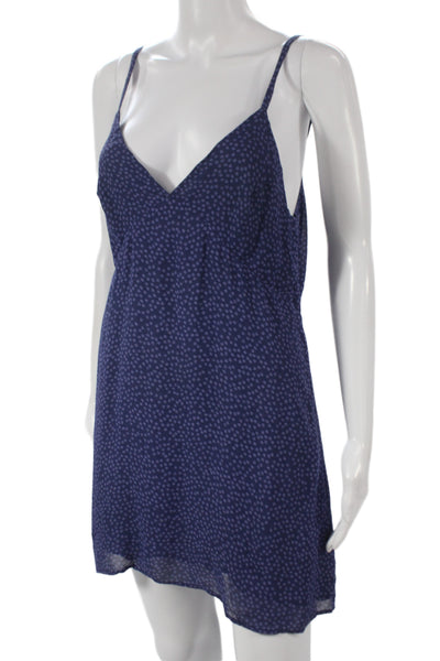 Reformation Womens Floral V Neck Mini Dress Blue Sleeveless Pullover Size M