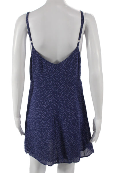 Reformation Womens Floral V Neck Mini Dress Blue Sleeveless Pullover Size M