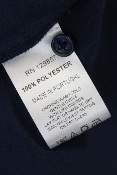 The Shirt Women Basic Blue Button-Up Polyester Collared Long Sleeve Size S
