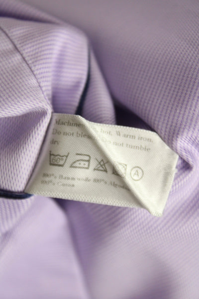 Eton Mens Purple 100% Cotton Solid Dress Shirt Standard Cuff 34/35 Size 15.5