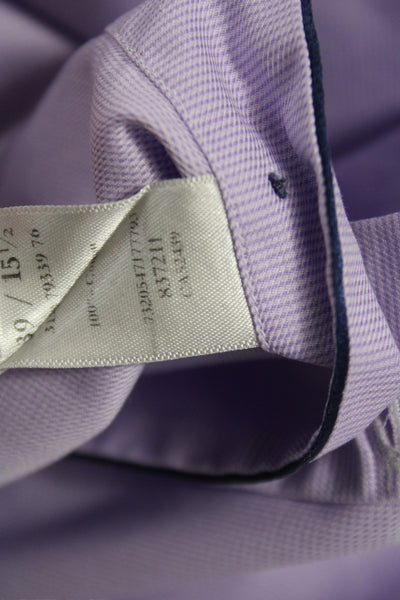 Eton Mens Purple 100% Cotton Solid Dress Shirt Standard Cuff 34/35 Size 15.5