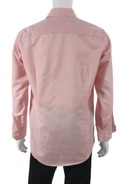 Eton Mens Pink Striped Classic Dress Shirt Long Sleeve Standard Cuff Size 15.5