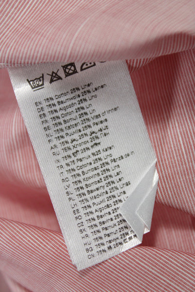 Eton Mens Pink Striped Classic Dress Shirt Long Sleeve Standard Cuff Size 15.5