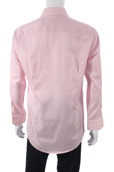 Eton Mens Pink Striped 100% Cotton Dress Shirt 36/37 Sleeve Size 16