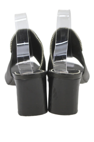 Rag & Bone Womens Leather Suede Embellished Block Heels Sandals Shoes Black Sz 8