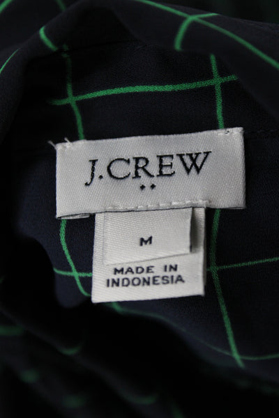 J Crew Women Basic Black Check Collared Button-Up Long Sleeve Size M