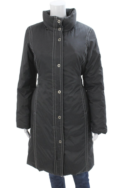 Michael Michael Kors Womens Black Puffer Jacket Long Sleeve Snap Size XS