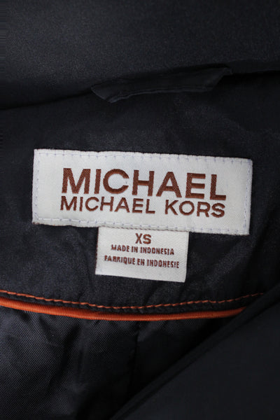 Michael Michael Kors Womens Black Puffer Jacket Long Sleeve Snap Size XS