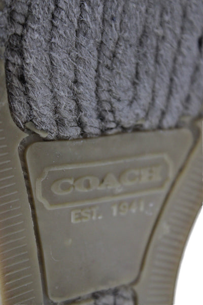 Coach Womens Leather Trim Espadrille Wedge Pumps Black Brown Size 8