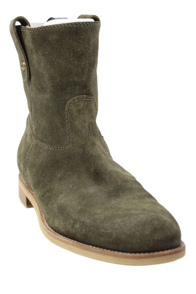 Aquatalia By Marvin K Womens Suede Gold Tone Ankle Boots Olive Green Size 7.5