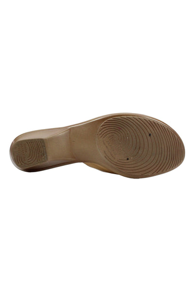 Munro Womens Leather Thong Slide On Sandal Heels Brown Size 7.5 Medium