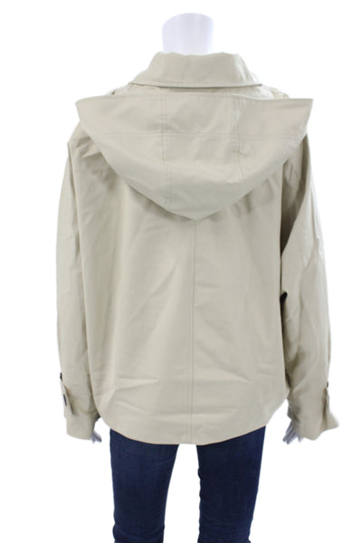 Zara Women Anorak Cape Beige Cotton Long Sleeve Button Size M