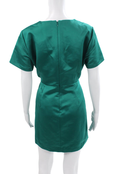J Crew Collection Women Sheath Dress Green Short Sleeve Round Neck Size 10