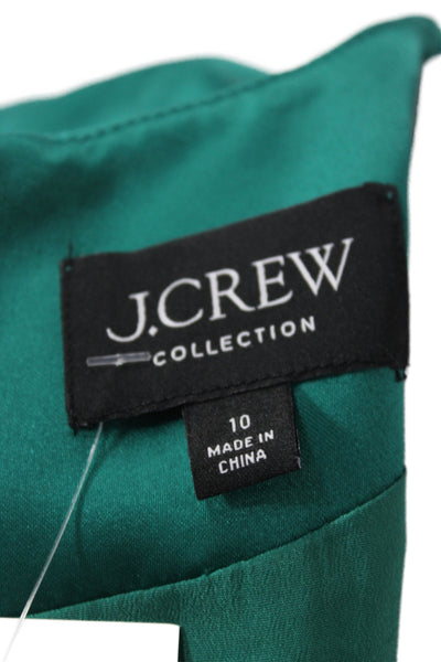 J Crew Collection Women Sheath Dress Green Short Sleeve Round Neck Size 10
