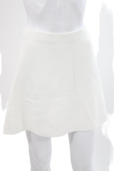 Zara Women White Mini Skirt Set High Neck Short Sleeve Size S