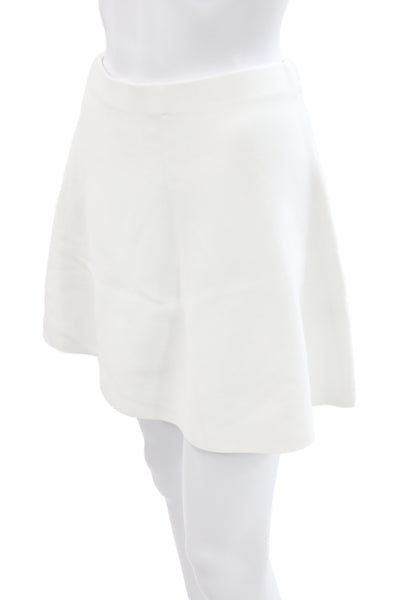 Zara Women White Mini Skirt Set High Neck Short Sleeve Size S