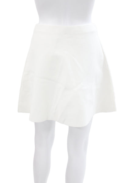 Zara Women White Mini Skirt Set High Neck Short Sleeve Size S