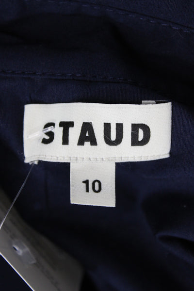 Staud Women Shirt Dress Blue Collared Button Long Sleeve Cotton Size 10