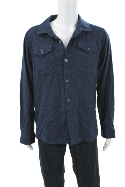 Weston Jon Boucher Mens Stripe Cotton Long Sleeve Button-Down Shirt Blue Size XL