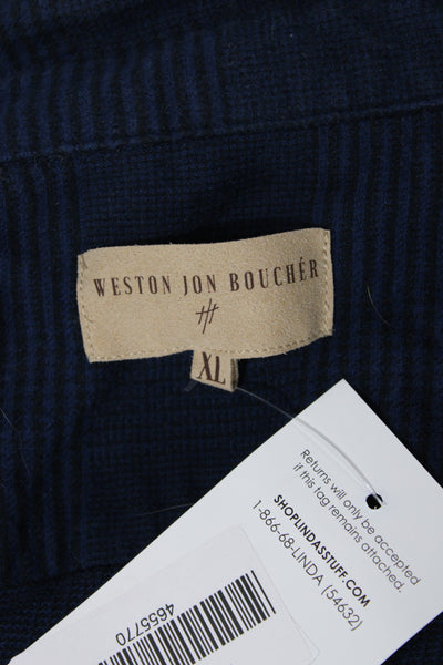 Weston Jon Boucher Mens Stripe Cotton Long Sleeve Button-Down Shirt Blue Size XL