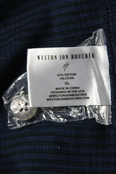 Weston Jon Boucher Mens Stripe Cotton Long Sleeve Button-Down Shirt Blue Size XL