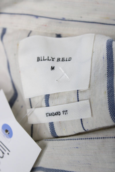 Billy Reid Mens Cotton Striped Short Sleeve Button-Down Shirt White Size M