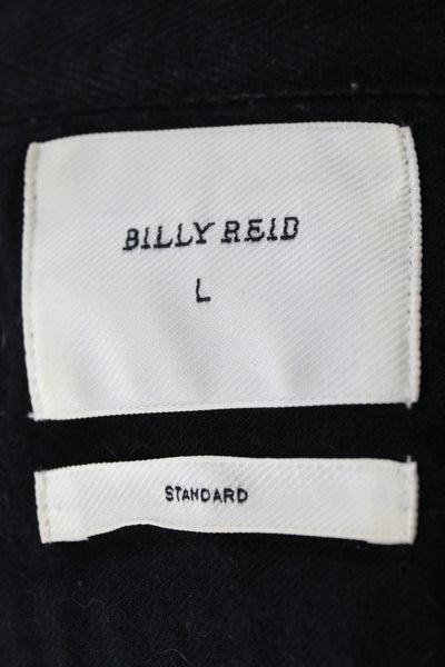 Billy Reid Mens Cotton Collared Long Sleeve Button-Down Shirt Black Size L