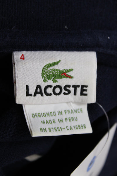 Lacoste Mens Polo Striped Blue Collared Short Sleeve Cotton Size 4