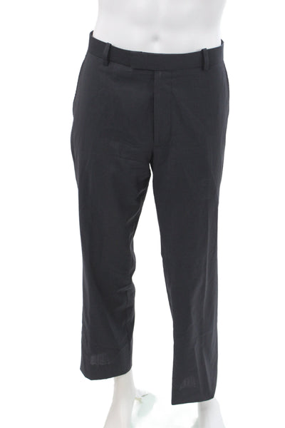 Theory Mens Dress Pants Black Virgin Wool Solid Button Size 34