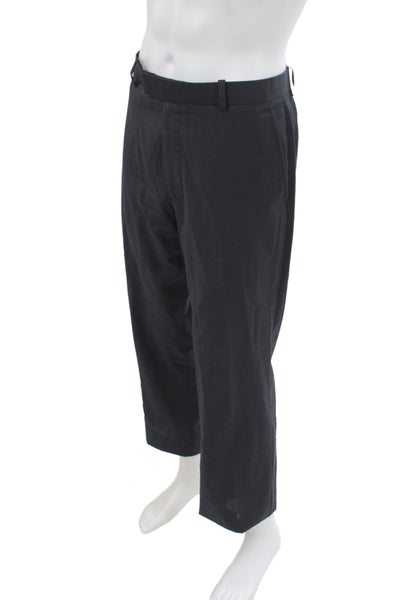 Theory Mens Dress Pants Black Virgin Wool Solid Button Size 34