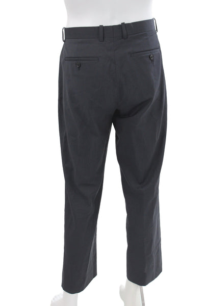 Theory Mens Dress Pants Black Virgin Wool Solid Button Size 34