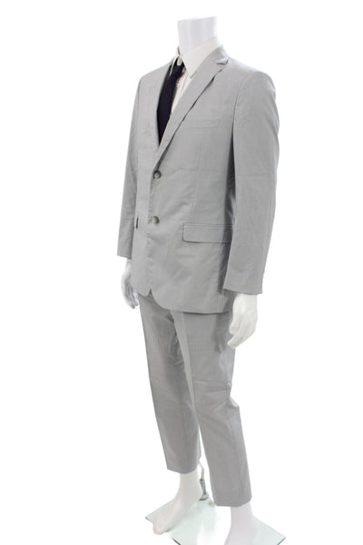 Theory Mens 2 Piece Striped Gray Cotton Button Classic Suit Size 40