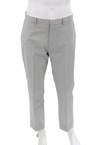 Theory Mens 2 Piece Striped Gray Cotton Button Classic Suit Size 40