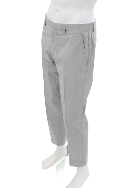 Theory Mens 2 Piece Striped Gray Cotton Button Classic Suit Size 40
