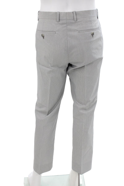 Theory Mens 2 Piece Striped Gray Cotton Button Classic Suit Size 40