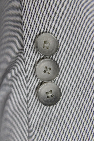 Theory Mens 2 Piece Striped Gray Cotton Button Classic Suit Size 40