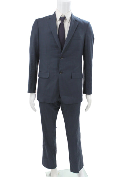 Theory Mens 2 Piece Wool Suit Blue Button Classic Size 38