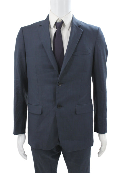 Theory Mens 2 Piece Wool Suit Blue Button Classic Size 38